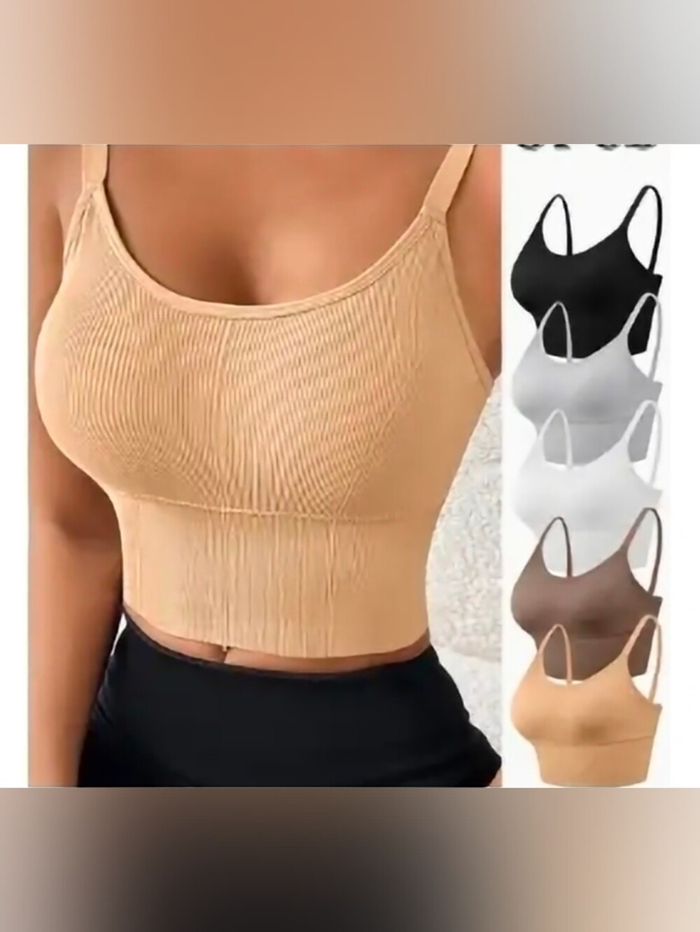 XXL Racerback Sports Bras Bralette Ribbed Underband Seamless Crop Top Tanks